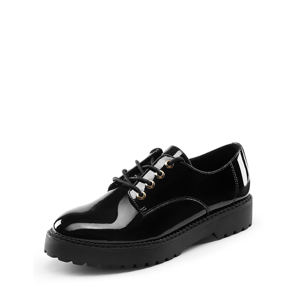 Classic Lace-Up Oxford Shoes - BLACK PAT -  0